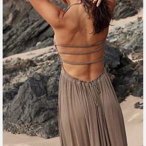 Free People Tan Halter Dress